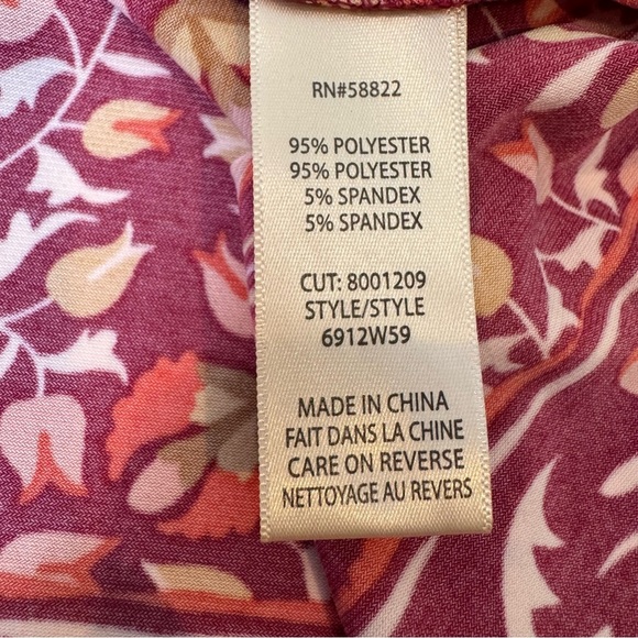 Max Studio Red Pink Printed Stretch Shift Dress Sz small - Picture 7 of 7